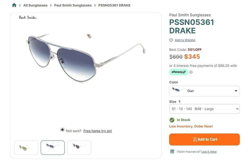 Paul Smith Drake Gunmetal blue gradient sunglasses