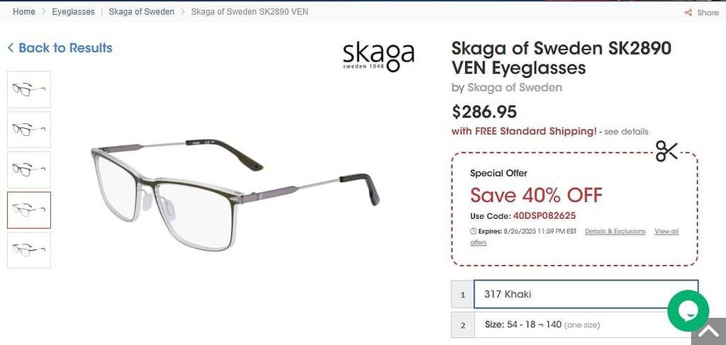 SKAGA SK2890 VEN Khaki titanium temple eyeglasses